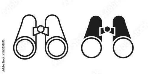Binoculars icons vector silhouette set. thin line icon pack.