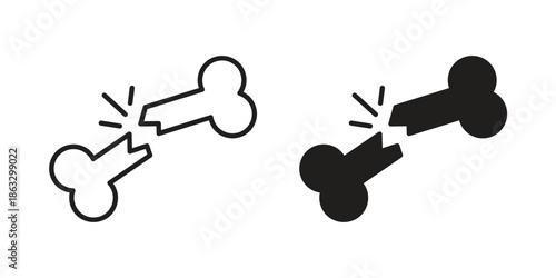 Bone break icons vector silhouette set. thin line icon pack.