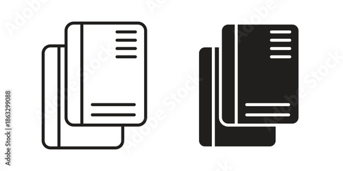 Book copy icons vector silhouette set. thin line icon pack.