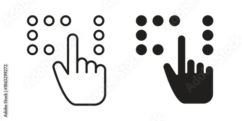 Braille icons vector silhouette set. thin line icon pack.