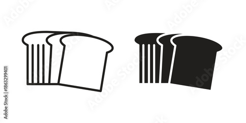 Bread loaf icons vector silhouette set. thin line icon pack.