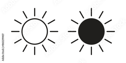 Brightness icons vector silhouette set. thin line icon pack.