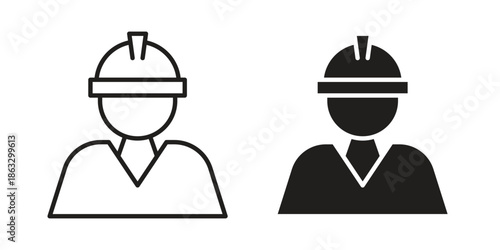 Builder icons vector silhouette set. thin line icon pack.