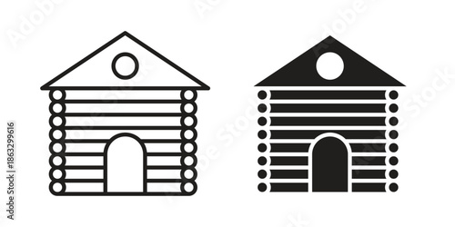 Cabin icons vector silhouette set. thin line icon pack.