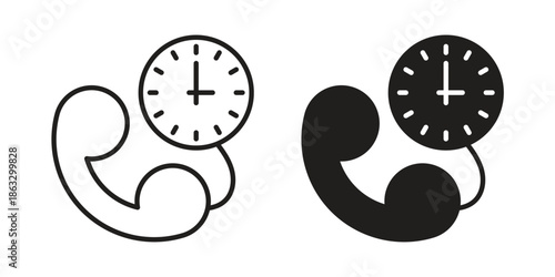 Call duration icons vector silhouette set. thin line icon pack.