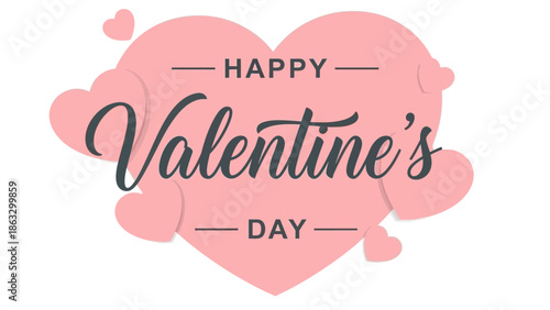 Happy Valentine's Day illustration with hearts and text, perfect for greetings and celebrations