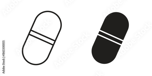 Capsules icons vector silhouette set. thin line icon pack.