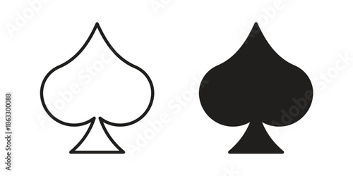 Card-spade icons vector silhouette set. thin line icon pack.