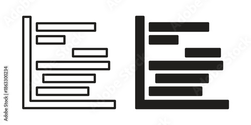 Chart gantt icons vector silhouette set. thin line icon pack.