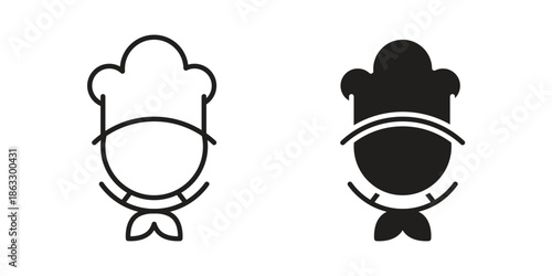 Chef icons vector silhouette set. thin line icon pack.