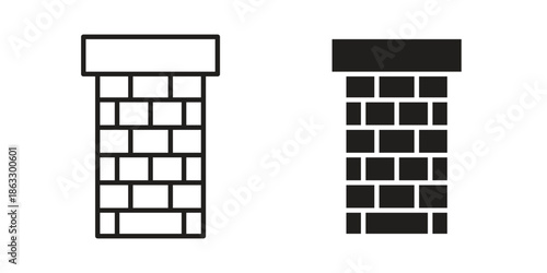 Chimney icons vector silhouette set. thin line icon pack.