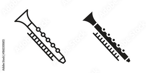 Clarinet icons vector silhouette set. thin line icon pack.