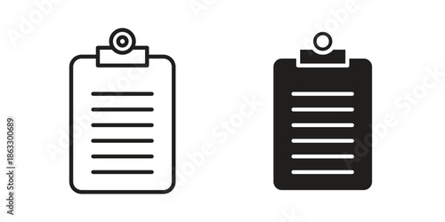 Clipboard icons vector silhouette set. thin line icon pack.