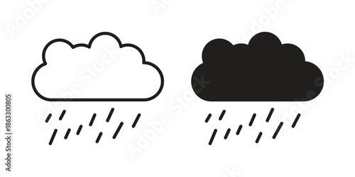 Cloud hail icons vector silhouette set. thin line icon pack.