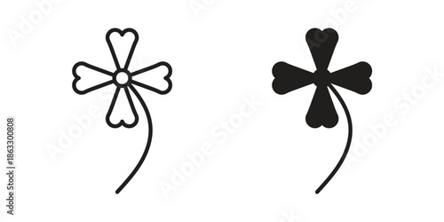 Clover icons vector silhouette set. thin line icon pack.