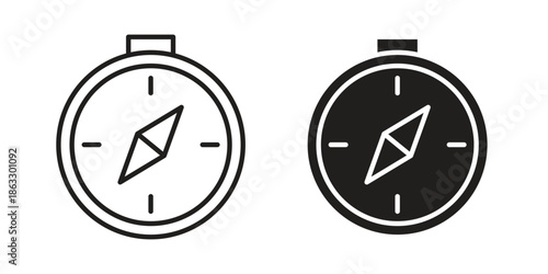 Compass icons vector silhouette set. thin line icon pack.