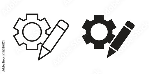 Customizefor banner ands vector silhouette set. thin line icon pack.aging design Vector illustrationsntings icons vector silhouette set. thin line icon pack.