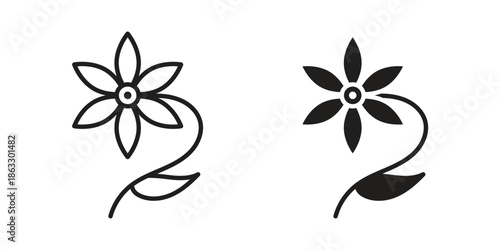 Daffodil Flower icons vector silhouette set. thin line icon pack.