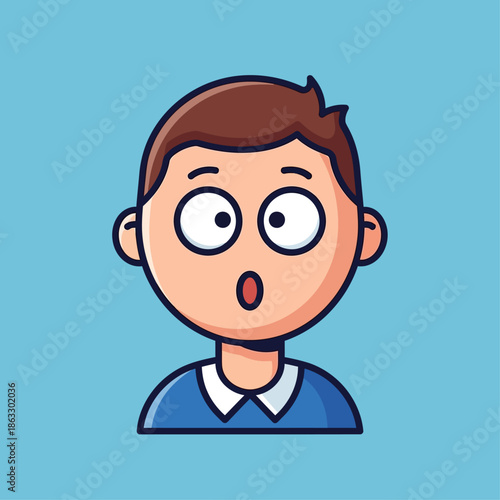 Surprised young man with wide eyes and open mouth on blue background