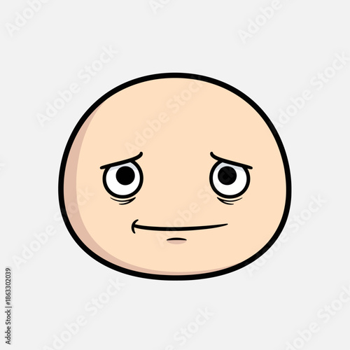 Cartoon face with angry expression on neutral background