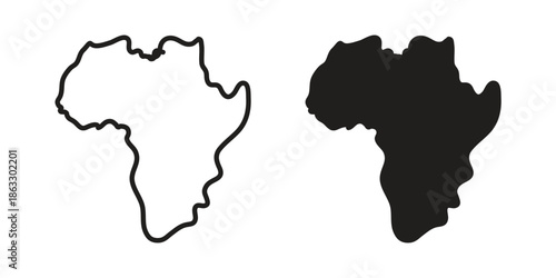 Earth africa icons vector silhouette set. thin line icon pack.