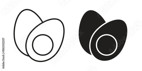 Egg icons vector silhouette set. thin line icon pack.