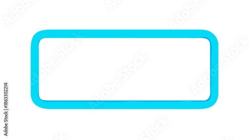 A clean and modern rectangular frame with softly rounded corners, highlighted by a vibrant cyan blue outline on a crisp white background, suitable for contemporary graphic design