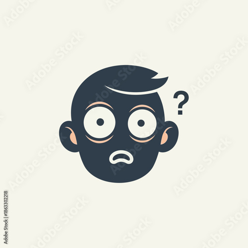 Confused cartoon man with question mark puzzled expression