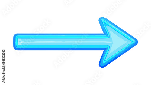 Vibrant glowing blue arrow icon pointing right, symbolizing direction, progress, and forward movement, ideal for navigation, next steps, or status indicators in modern digital designs