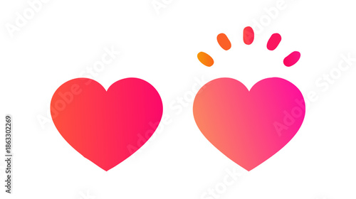 Vibrant gradient heart icons expressing love, like, and engagement, perfect for social media apps and digital interactions, symbolizing positive feedback and connection