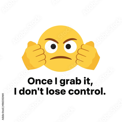 Frustrated yellow emoji with clenched fists and worried expression