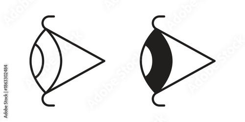 Eye side icons vector silhouette set. thin line icon pack.