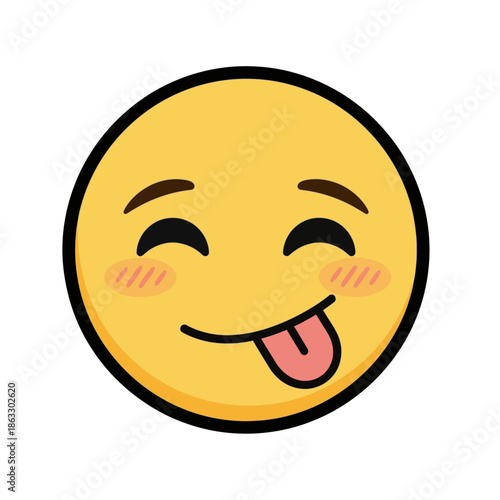 Playful winking face with tongue out and blushing cheeks