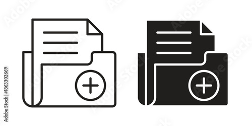 File medical icons vector silhouette set. thin line icon pack.