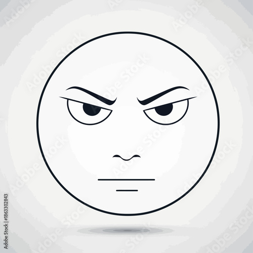 Angry face emoticon with frowning expression and annoyed look