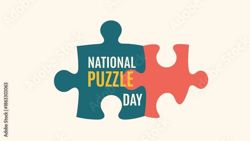 National Puzzle Day jigsaw puzzle pieces in teal and orange