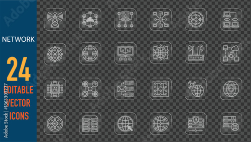 Network Icons Set, Editable Vector Symbols For Technology And Connection