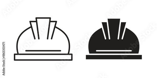 Hard hat icons vector silhouette set. thin line icon pack.