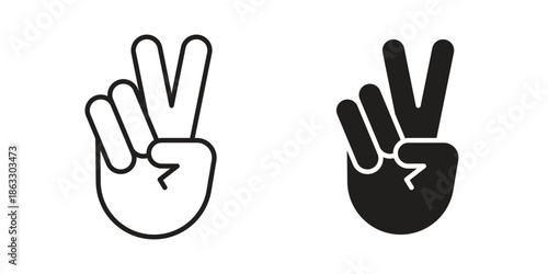 Hand peace icons vector silhouette set. thin line icon pack.
