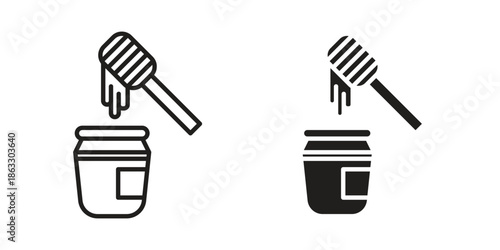 Honey pot icons vector silhouette set. thin line icon pack.
