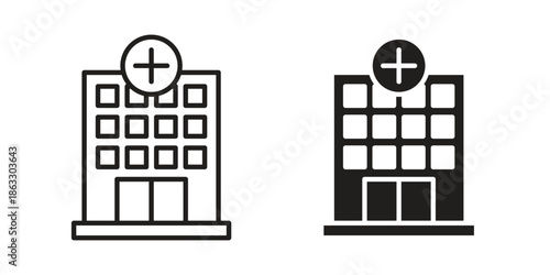 Hospital icons vector silhouette set. thin line icon pack.