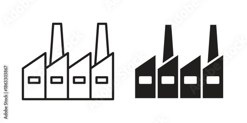 Industry icons vector silhouette set. thin line icon pack.