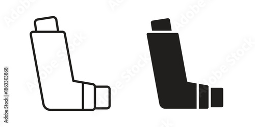 Inhaler icons vector silhouette set. thin line icon pack.