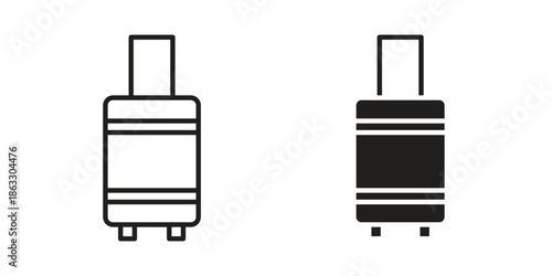 Luggage icons vector silhouette set. thin line icon pack.