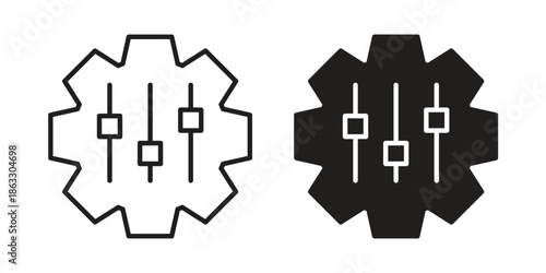 Mass customization icons vector silhouette set. thin line icon pack.