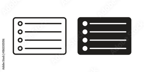 Menu list button icons vector silhouette set. thin line icon pack.