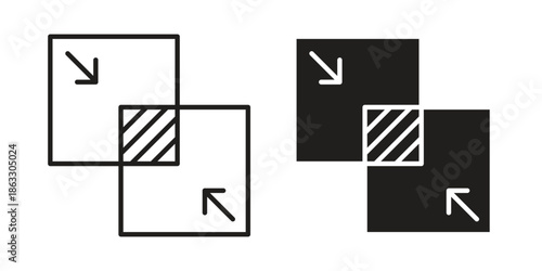 Merge icons vector silhouette set. thin line icon pack.