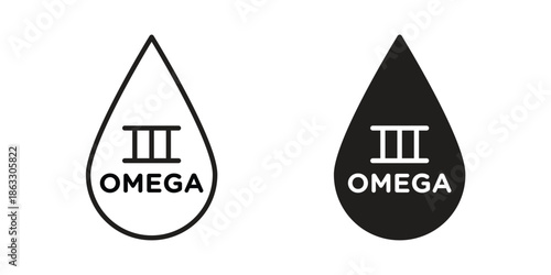 Omega icons vector silhouette set. thin line icon pack.