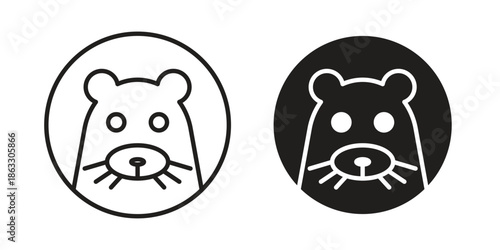 Otter icons vector silhouette set. thin line icon pack.