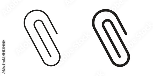 Paperclip icons vector silhouette set. thin line icon pack.